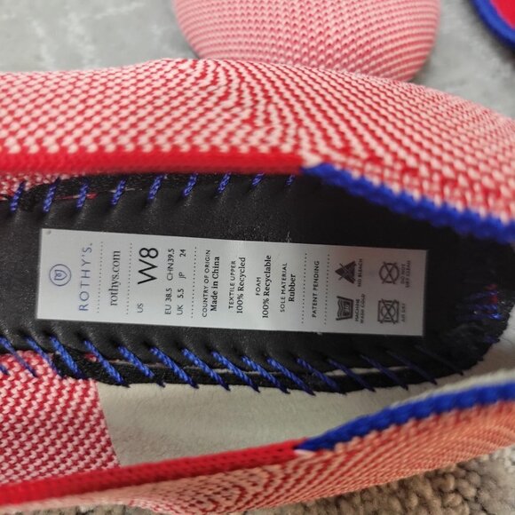 Rothy's The Loafers Women's Size 8 US Red Lollipop Textile Slip On Flat Shoes - Picture 10 of 12